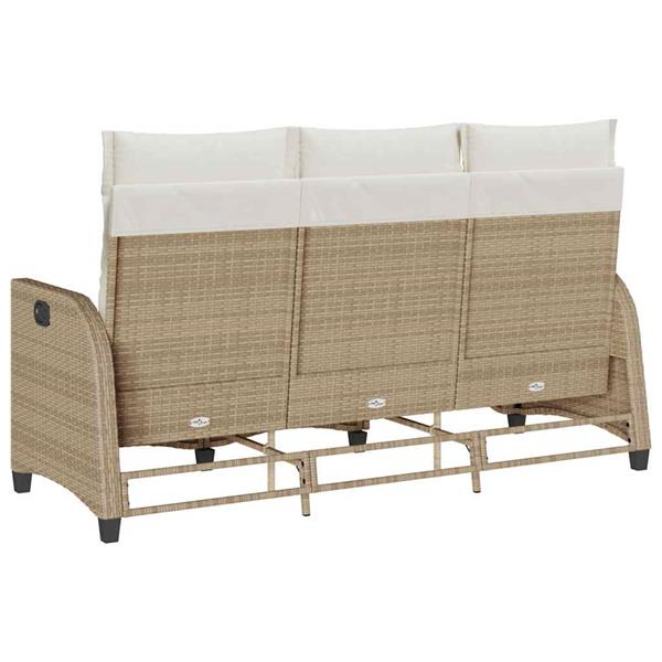 Grote foto vidaxl verstelbare tuinbank met kussens l vormig beige poly rattan tuin en terras tuinmeubelen