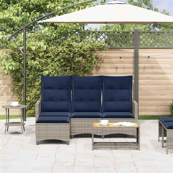 Grote foto vidaxl verstelbare tuinbank met kussens l vormig poly rattan grijs tuin en terras tuinmeubelen