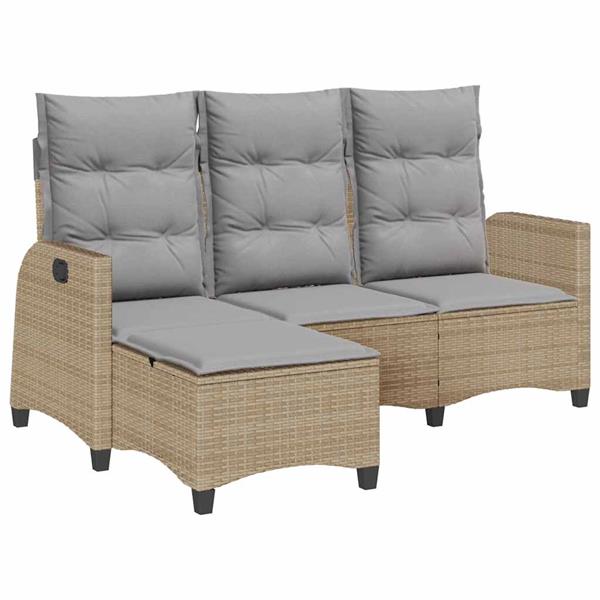 Grote foto vidaxl verstelbare tuinbank met kussens l vormig beige poly rattan tuin en terras tuinmeubelen