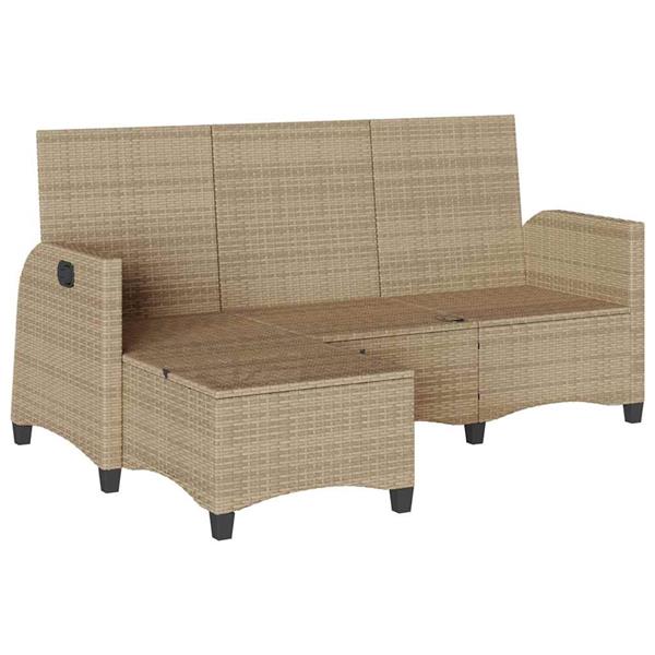 Grote foto vidaxl verstelbare tuinbank met kussens l vormig beige poly rattan tuin en terras tuinmeubelen