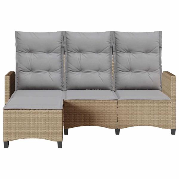 Grote foto vidaxl verstelbare tuinbank met kussens l vormig beige poly rattan tuin en terras tuinmeubelen