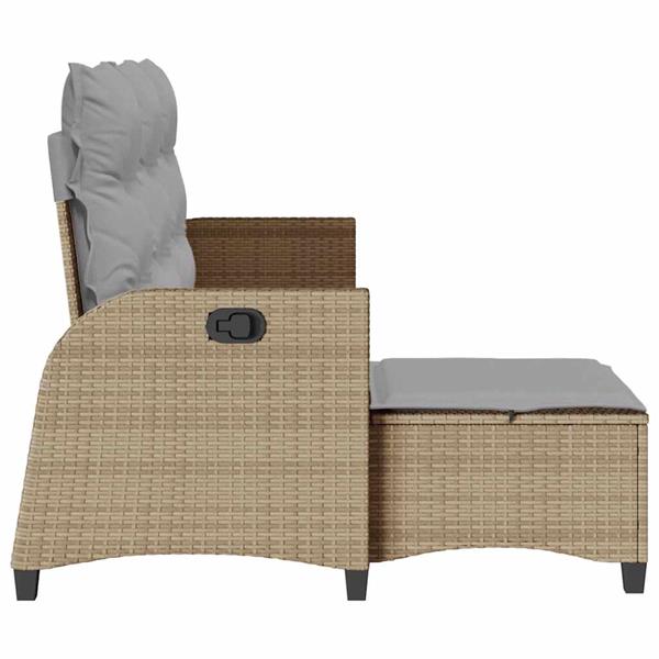 Grote foto vidaxl verstelbare tuinbank met kussens l vormig beige poly rattan tuin en terras tuinmeubelen