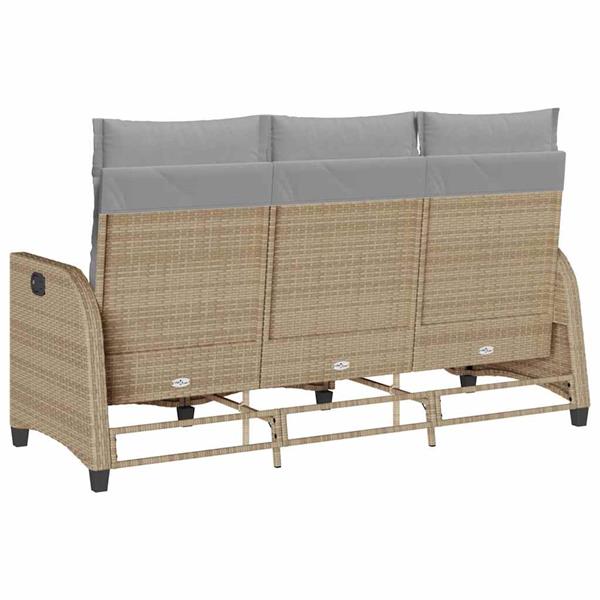 Grote foto vidaxl verstelbare tuinbank met kussens l vormig beige poly rattan tuin en terras tuinmeubelen