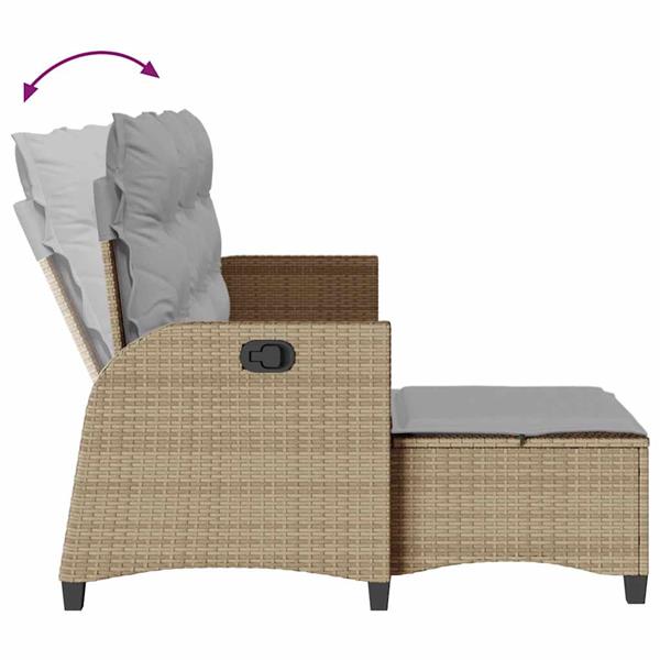 Grote foto vidaxl verstelbare tuinbank met kussens l vormig beige poly rattan tuin en terras tuinmeubelen