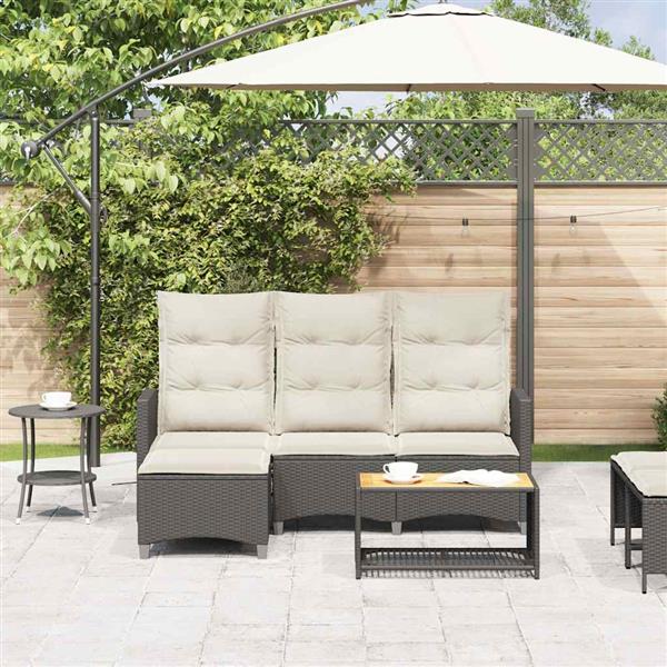 Grote foto vidaxl verstelbare tuinbank met kussens l vormig poly rattan zwart tuin en terras tuinmeubelen