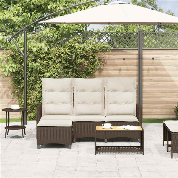 Grote foto vidaxl verstelbare tuinbank met kussens l vormig poly rattan bruin tuin en terras tuinmeubelen