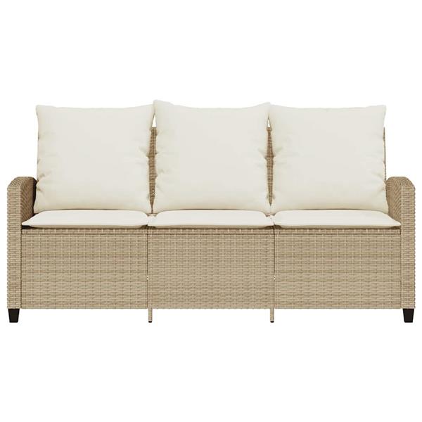 Grote foto vidaxl tuinbank 3 zits met kussens tafel poly rattan beige tuin en terras tuinmeubelen