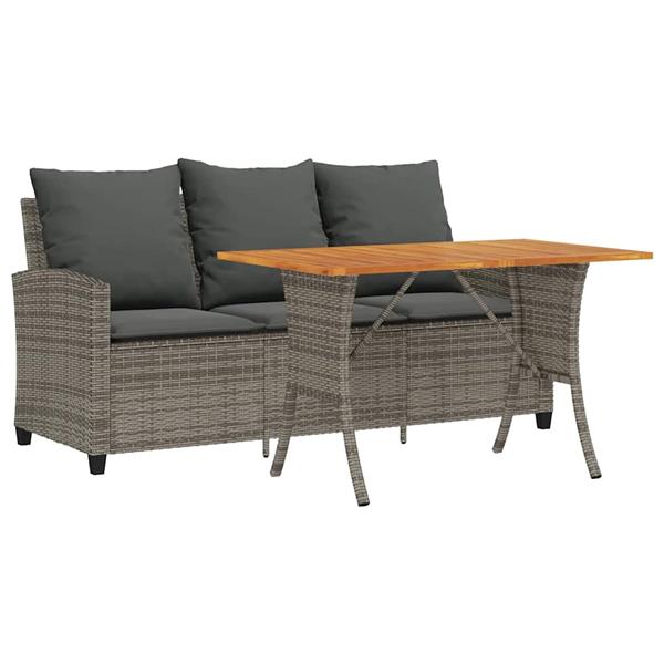 Grote foto vidaxl tuinbank 3 zits met kussens tafel poly rattan grijs tuin en terras tuinmeubelen