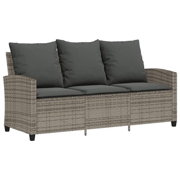 Grote foto vidaxl tuinbank 3 zits met kussens tafel poly rattan grijs tuin en terras tuinmeubelen