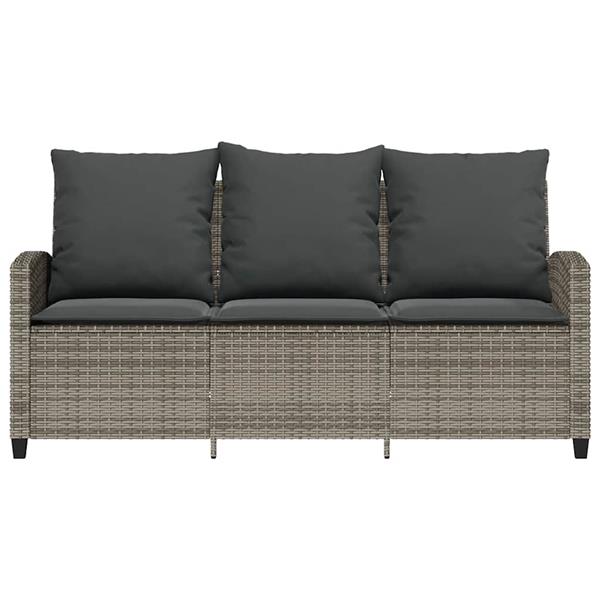 Grote foto vidaxl tuinbank 3 zits met kussens tafel poly rattan grijs tuin en terras tuinmeubelen