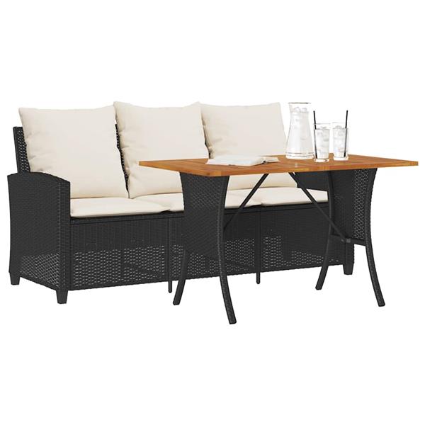 Grote foto vidaxl tuinbank 3 zits met kussens tafel poly rattan zwart tuin en terras tuinmeubelen