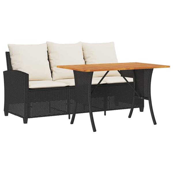 Grote foto vidaxl tuinbank 3 zits met kussens tafel poly rattan zwart tuin en terras tuinmeubelen