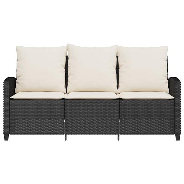 Grote foto vidaxl tuinbank 3 zits met kussens tafel poly rattan zwart tuin en terras tuinmeubelen