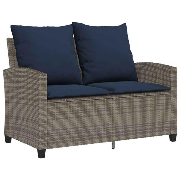 Grote foto vidaxl tuinbank 2 zits met kussens tafel poly rattan grijs tuin en terras tuinmeubelen