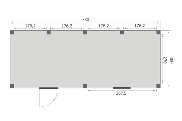 Grote foto overkapping base serie 5 douglas 800 x 300 cm tuin en terras tuinhuisjes en blokhutten