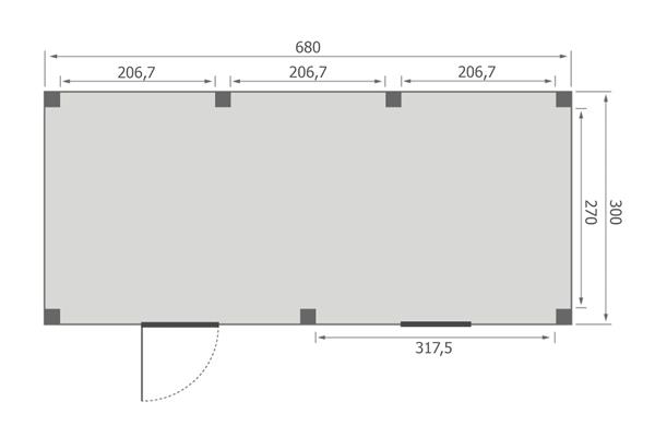 Grote foto overkapping base serie 5 douglas 700 x 300 cm tuin en terras tuinhuisjes en blokhutten