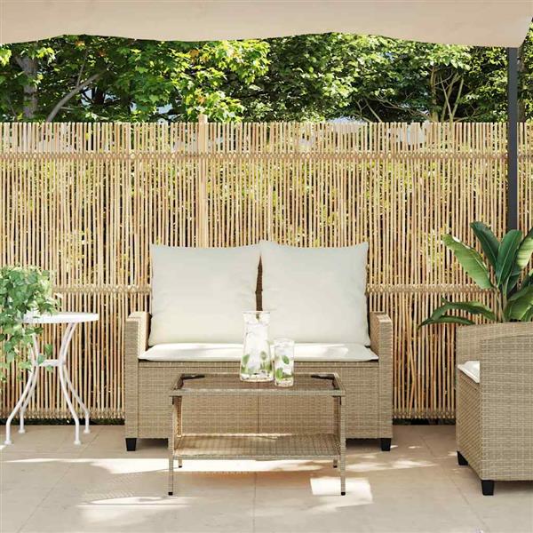 Grote foto vidaxl tuinbank 2 zits met kussens tafel poly rattan beige tuin en terras tuinmeubelen