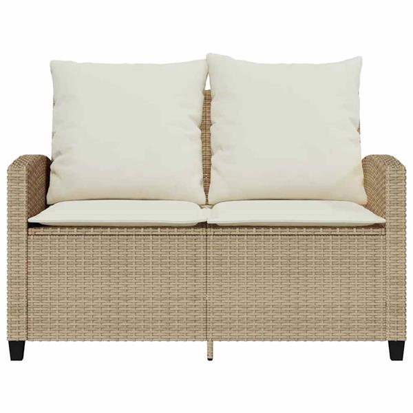 Grote foto vidaxl tuinbank 2 zits met kussens tafel poly rattan beige tuin en terras tuinmeubelen