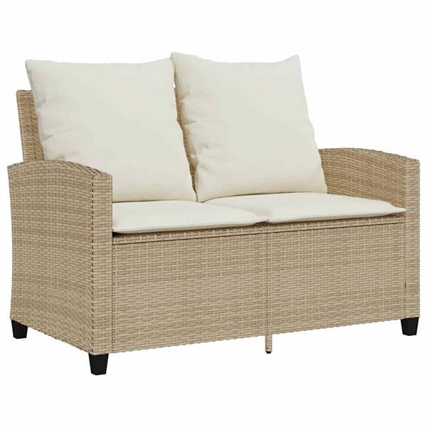 Grote foto vidaxl tuinbank 2 zits met kussens tafel poly rattan beige tuin en terras tuinmeubelen