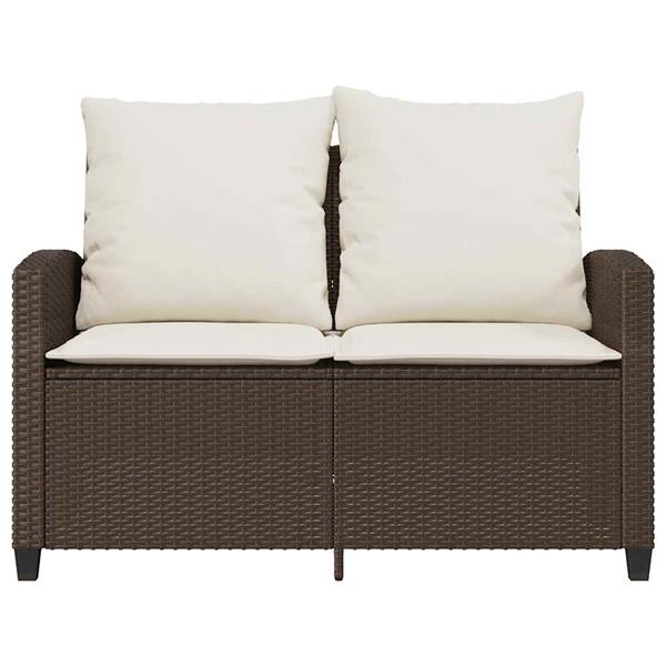 Grote foto vidaxl tuinbank 2 zits met kussens tafel poly rattan bruin tuin en terras tuinmeubelen