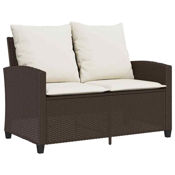 Grote foto vidaxl tuinbank 2 zits met kussens tafel poly rattan bruin tuin en terras tuinmeubelen