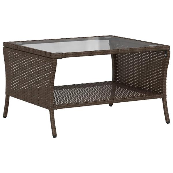 Grote foto vidaxl tuinbank 2 zits met kussens tafel poly rattan bruin tuin en terras tuinmeubelen