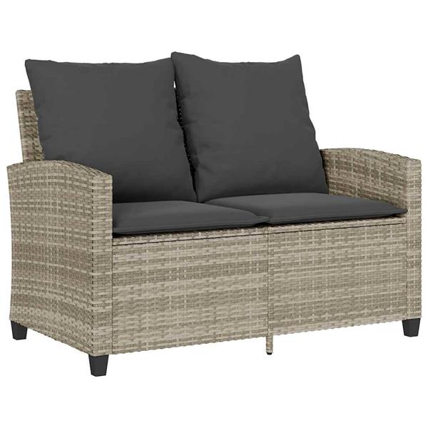 Grote foto vidaxl tuinbank 2 zits met kussens tafel poly rattan lichtgrijs tuin en terras tuinmeubelen
