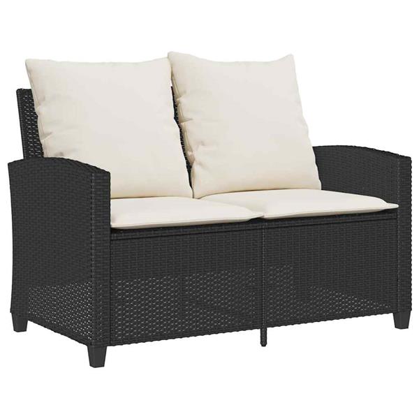 Grote foto vidaxl tuinbank 2 zits met kussens tafel poly rattan zwart tuin en terras tuinmeubelen