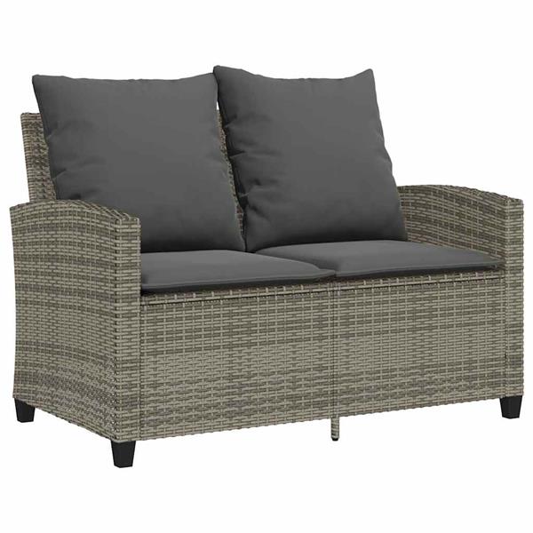Grote foto vidaxl tuinbank 2 zits met kussens tafel poly rattan grijs tuin en terras tuinmeubelen