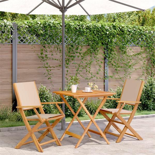 Grote foto vidaxl 3 delige bistroset stof en massief hout beige tuin en terras tuinmeubelen
