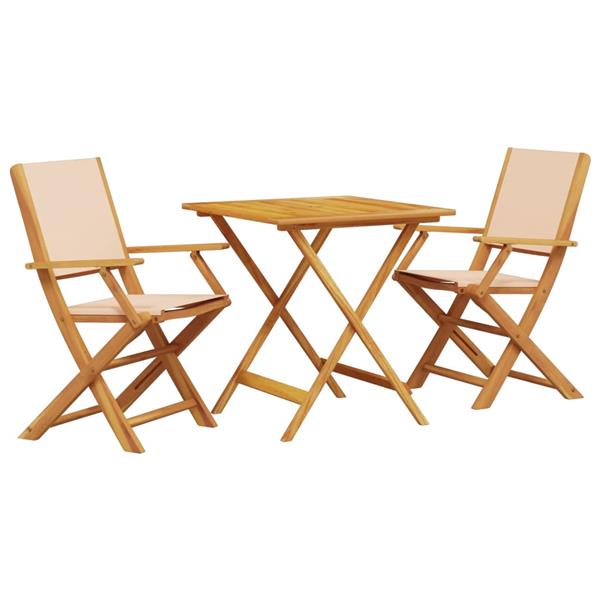 Grote foto vidaxl 3 delige bistroset stof en massief hout beige tuin en terras tuinmeubelen