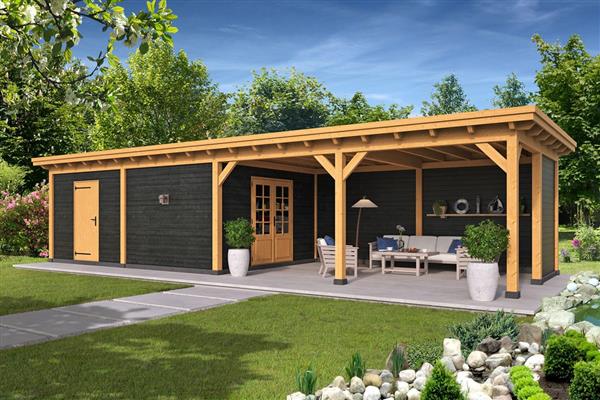 Grote foto overkapping plat dak odense xl type 12 tuin en terras tuinhuisjes en blokhutten