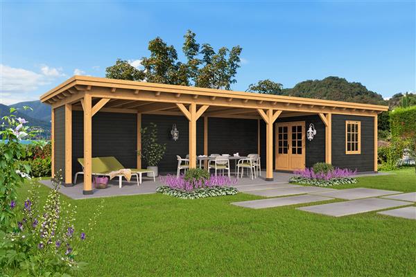 Grote foto overkapping plat dak odense xl type 11 tuin en terras tuinhuisjes en blokhutten