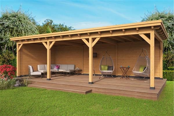 Grote foto overkapping plat dak odense xl type 6 tuin en terras tuinhuisjes en blokhutten
