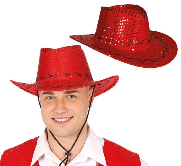Grote foto cowboy hoed rood pailleten verzamelen overige verzamelingen