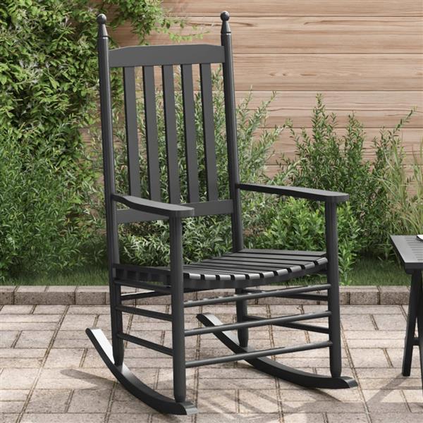 Grote foto vidaxl schommelstoel met gebogen zitting massief populierenhout zwart tuin en terras tuinmeubelen