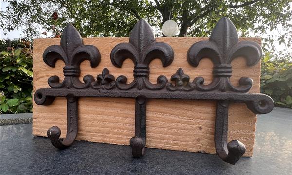 Grote foto kapstokhaak franse lelie met 3 haken gietijzer kh2721 huis en inrichting woningdecoratie