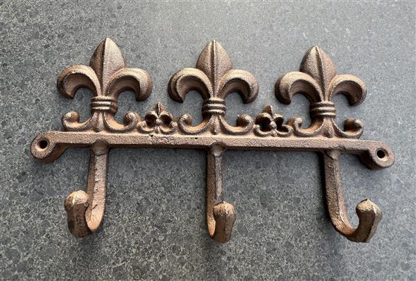 Grote foto kapstokhaak franse lelie met 3 haken gietijzer kh2721 huis en inrichting woningdecoratie