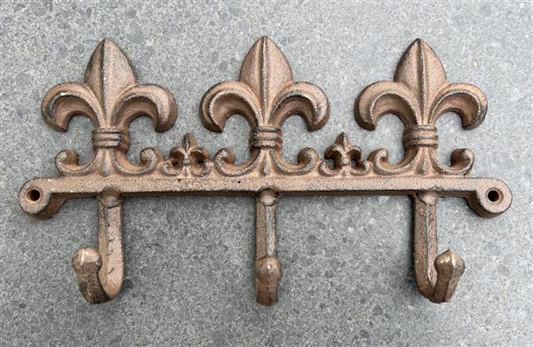 Grote foto kapstokhaak franse lelie met 3 haken gietijzer kh2721 huis en inrichting woningdecoratie