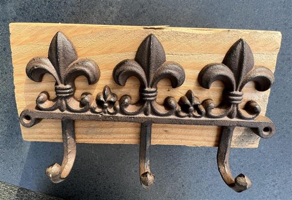Grote foto kapstokhaak franse lelie met 3 haken gietijzer kh2721 huis en inrichting woningdecoratie