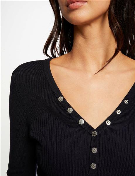 Grote foto long sleeved jumper with buttons 241 migno navy kleding dames truien en vesten