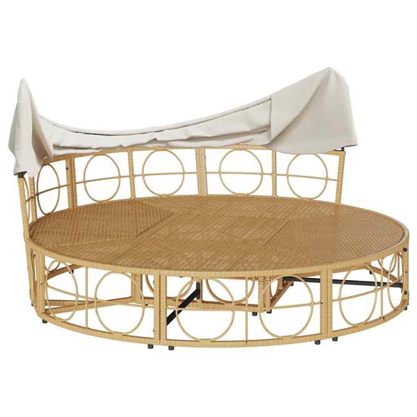 Grote foto vidaxl loungebed voor buiten met luifel en kussens poly rattan tuin en terras tuinmeubelen