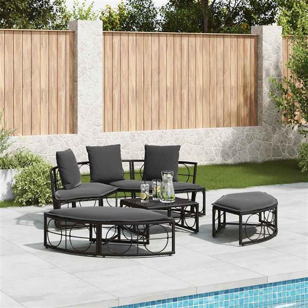 Grote foto vidaxl loungebed voor buiten zonder luifel poly rattan zwart tuin en terras tuinmeubelen