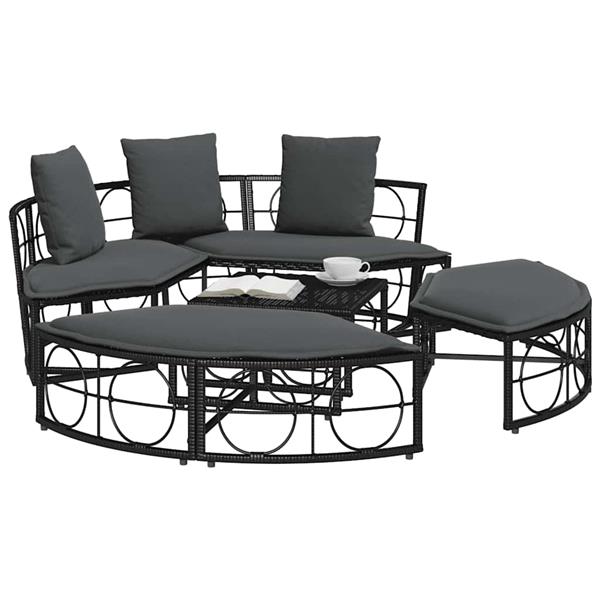 Grote foto vidaxl loungebed voor buiten zonder luifel poly rattan zwart tuin en terras tuinmeubelen