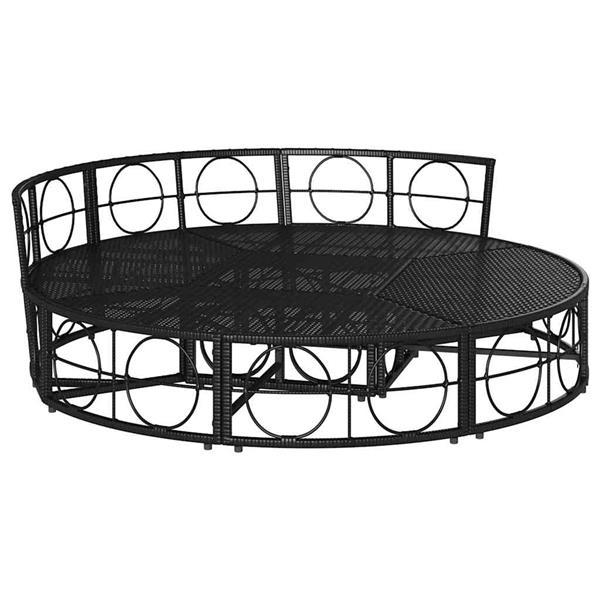 Grote foto vidaxl loungebed voor buiten zonder luifel poly rattan zwart tuin en terras tuinmeubelen