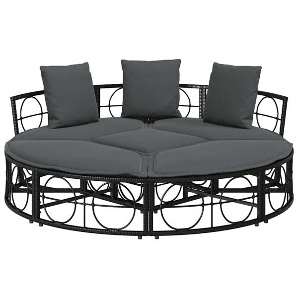 Grote foto vidaxl loungebed voor buiten zonder luifel poly rattan zwart tuin en terras tuinmeubelen