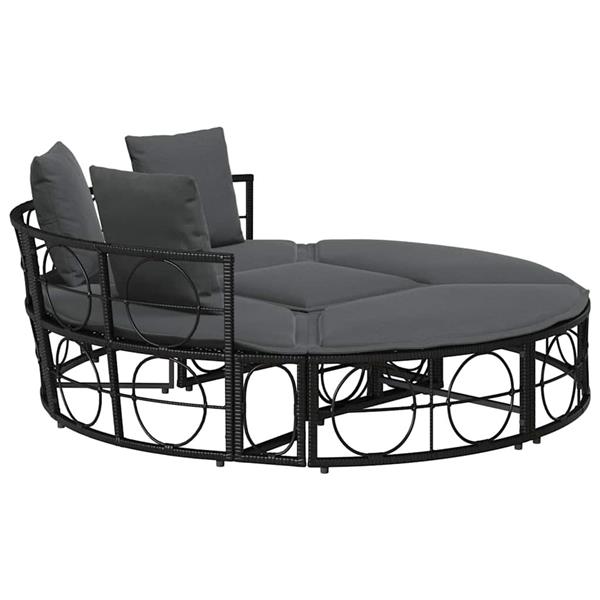 Grote foto vidaxl loungebed voor buiten zonder luifel poly rattan zwart tuin en terras tuinmeubelen