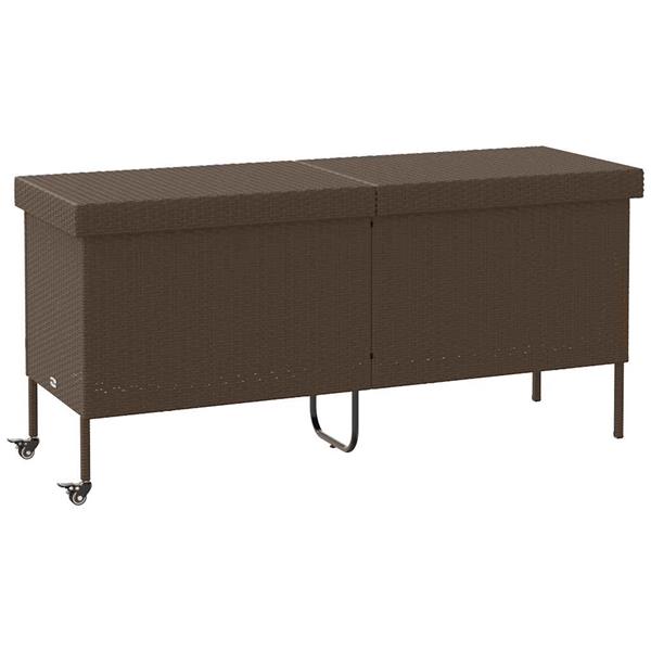 Grote foto vidaxl tuinbox met wielen 160x55x75 cm poly rattan bruin tuin en terras overige tuin en terras