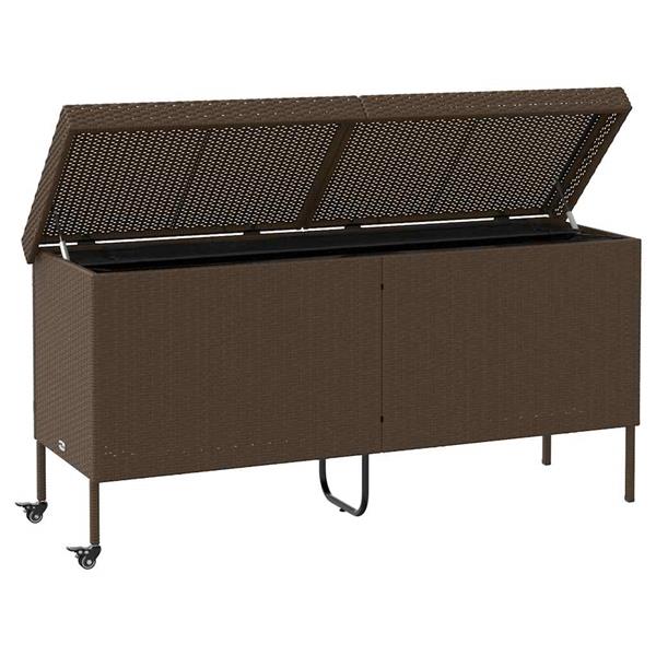 Grote foto vidaxl tuinbox met wielen 160x55x75 cm poly rattan bruin tuin en terras overige tuin en terras