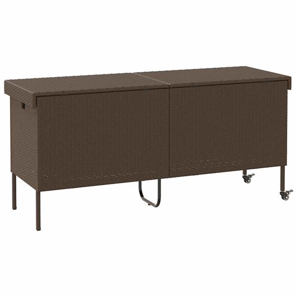 Grote foto vidaxl tuinbox met wielen 160x55x75 cm poly rattan bruin tuin en terras overige tuin en terras